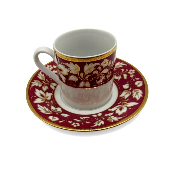 Original Bohemia DEMITASSE Espresso Cup and Saucer FLORAL Gold Accents Vintage - Picture 3 of 11